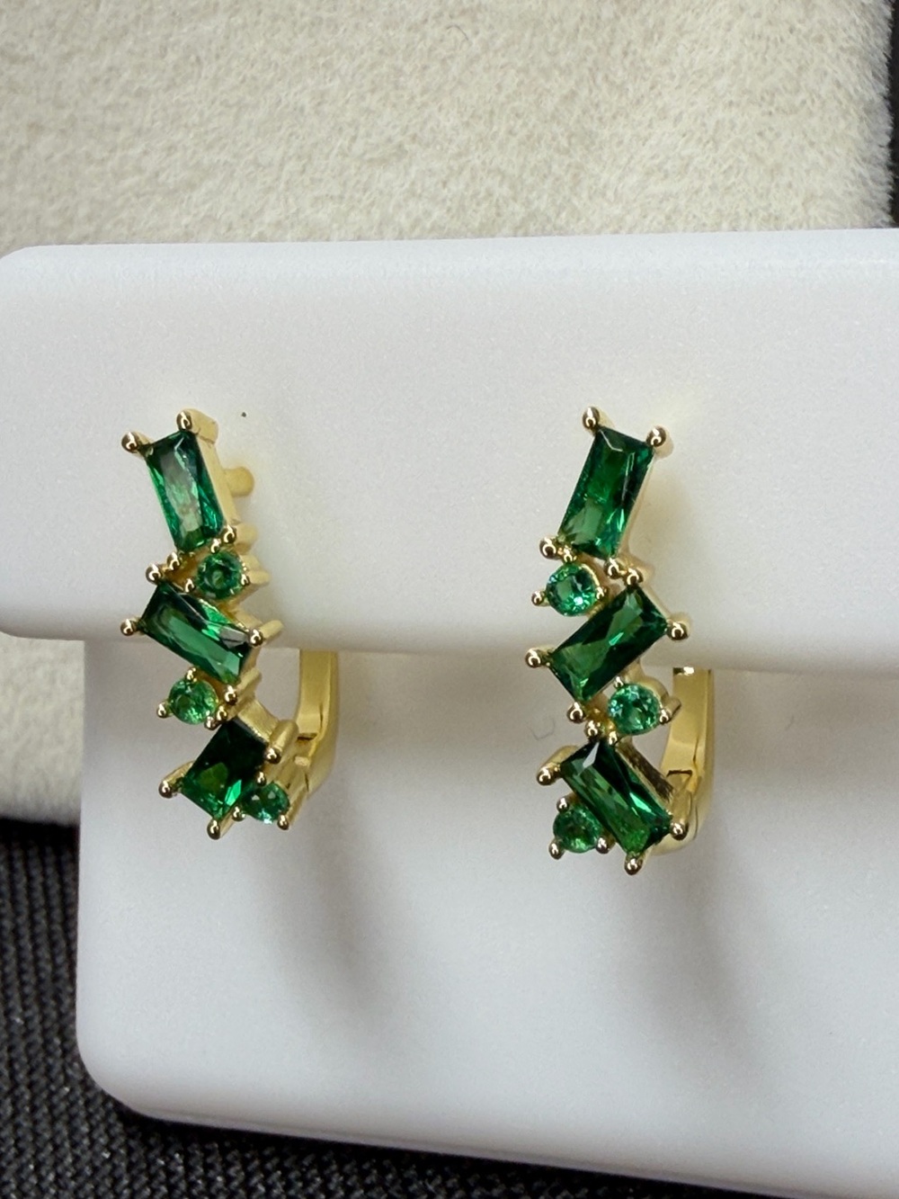 .48 CTW moissanite green & gold earrings